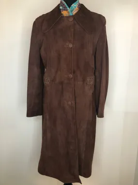 1960s Long Suede Coat in Brown by Stop - Size UK 14