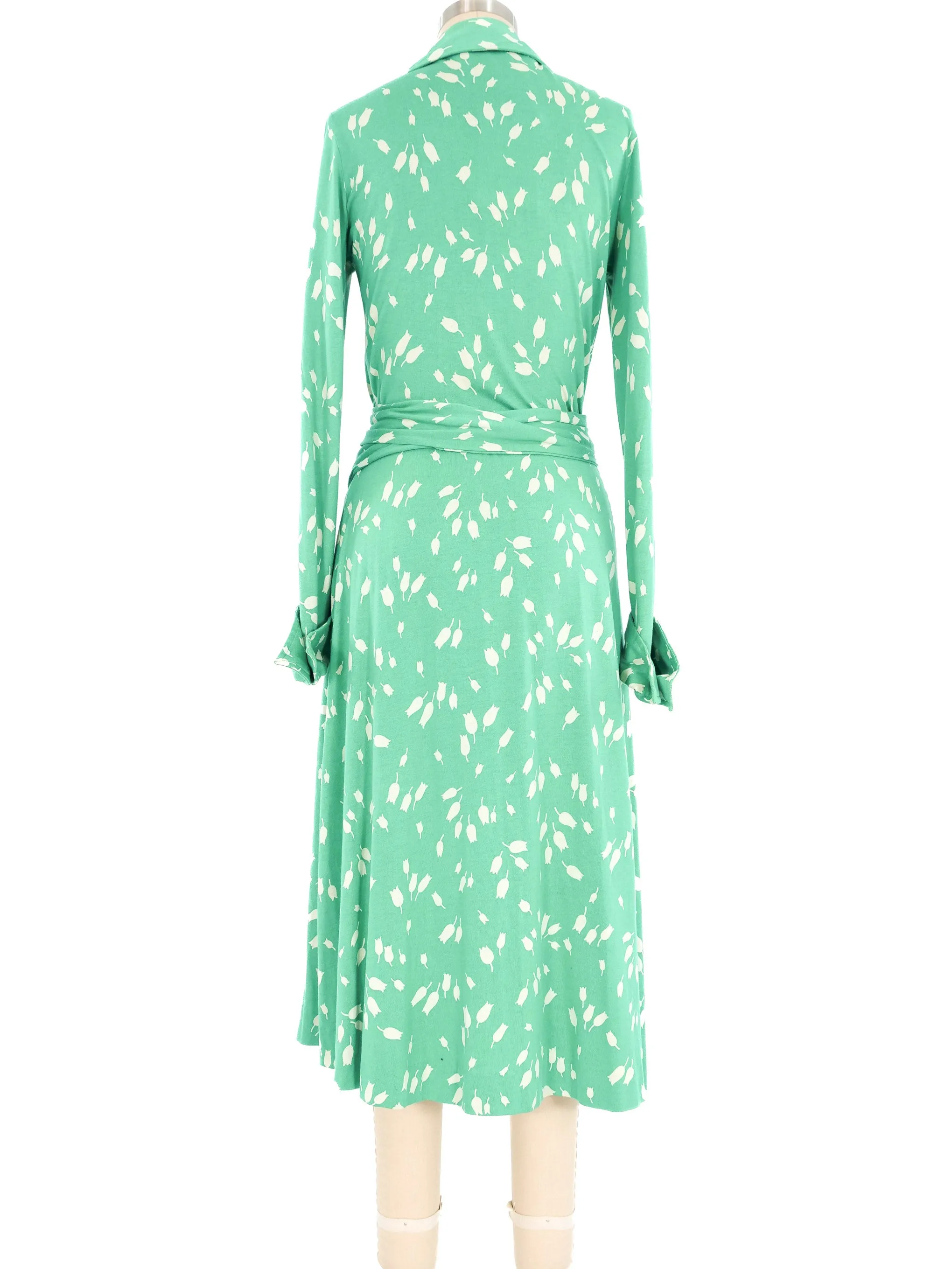 1970s Diane von Furstenberg Tulip Print Wrap Dress