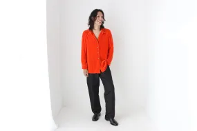 90s Acid Orange PURE SILK VELVET Long Sleeve Frontman Shirt