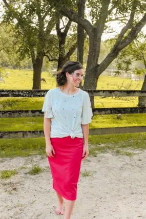 Ada Faye 31" Pencil Skirt - Hot Pink