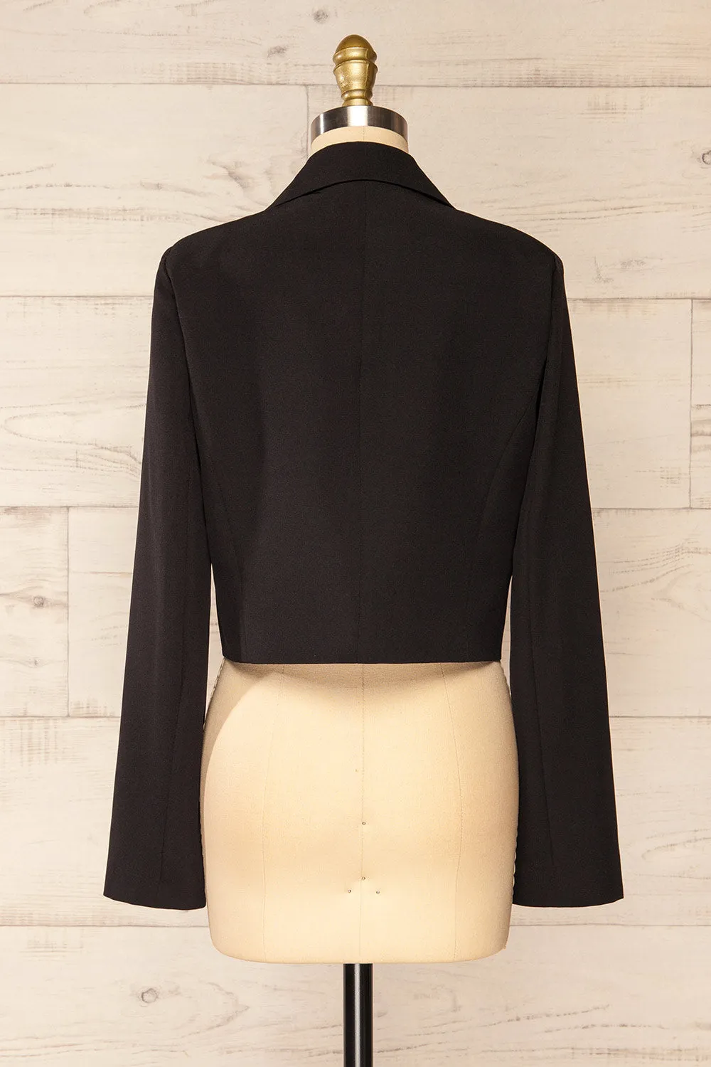Alcorcon Black | Cropped Blazer w/ Notched Lapels