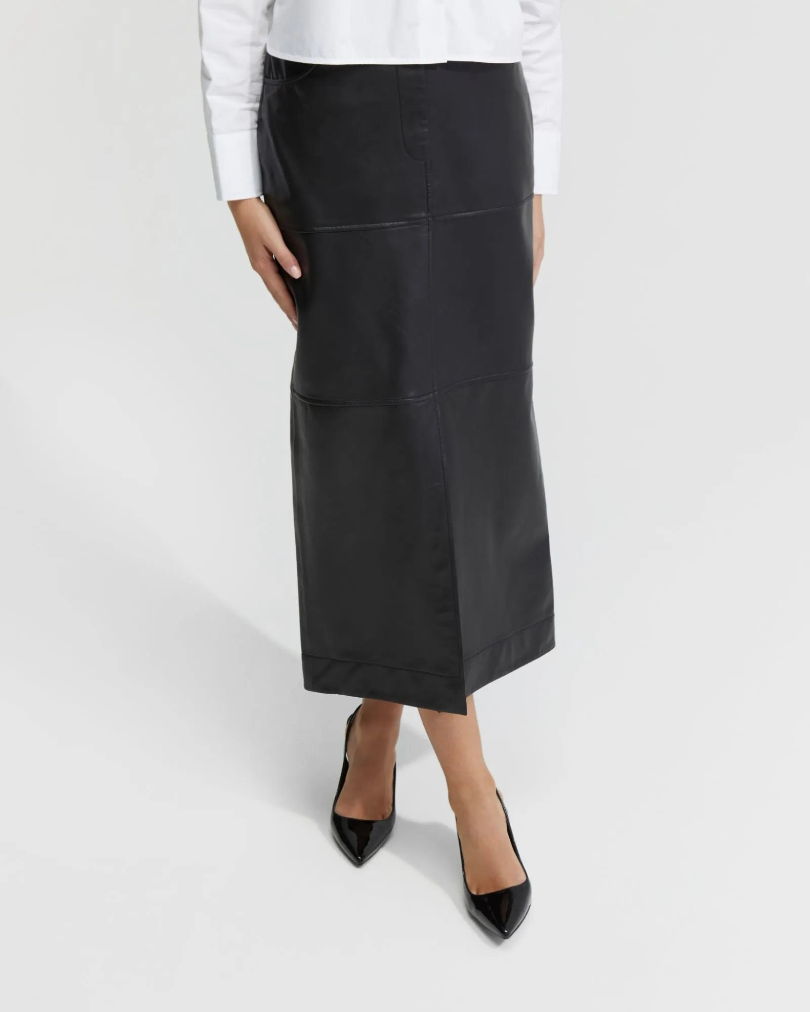 Anna Nappa Leather Pencil Skirt