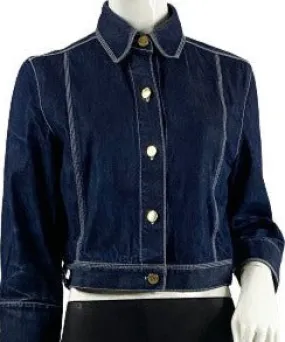 Anne Klein Jacket Cropped Denim Blue Size 6P  SKU 000328-1