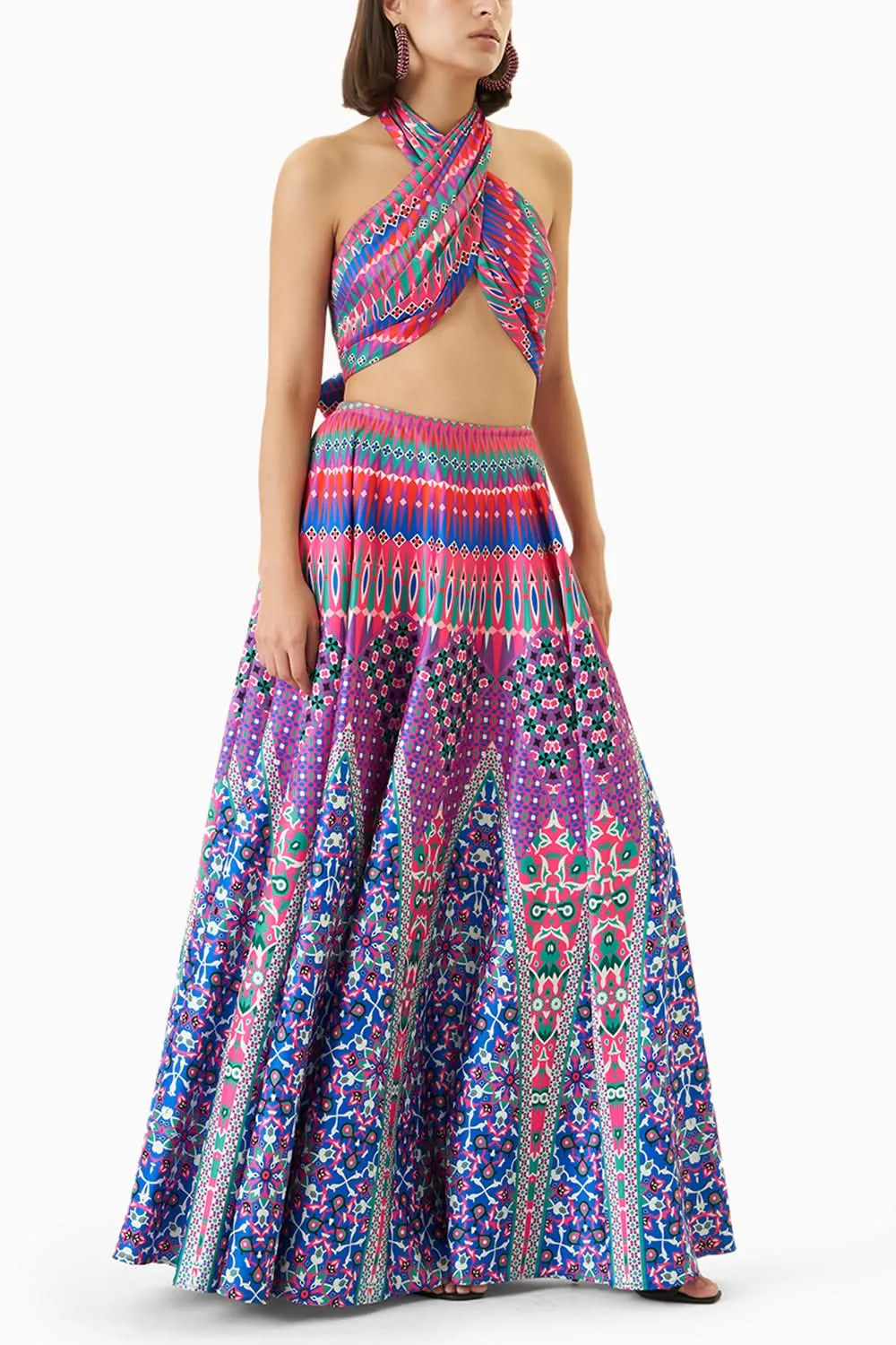 Architectural Print Maxi Skirt Set