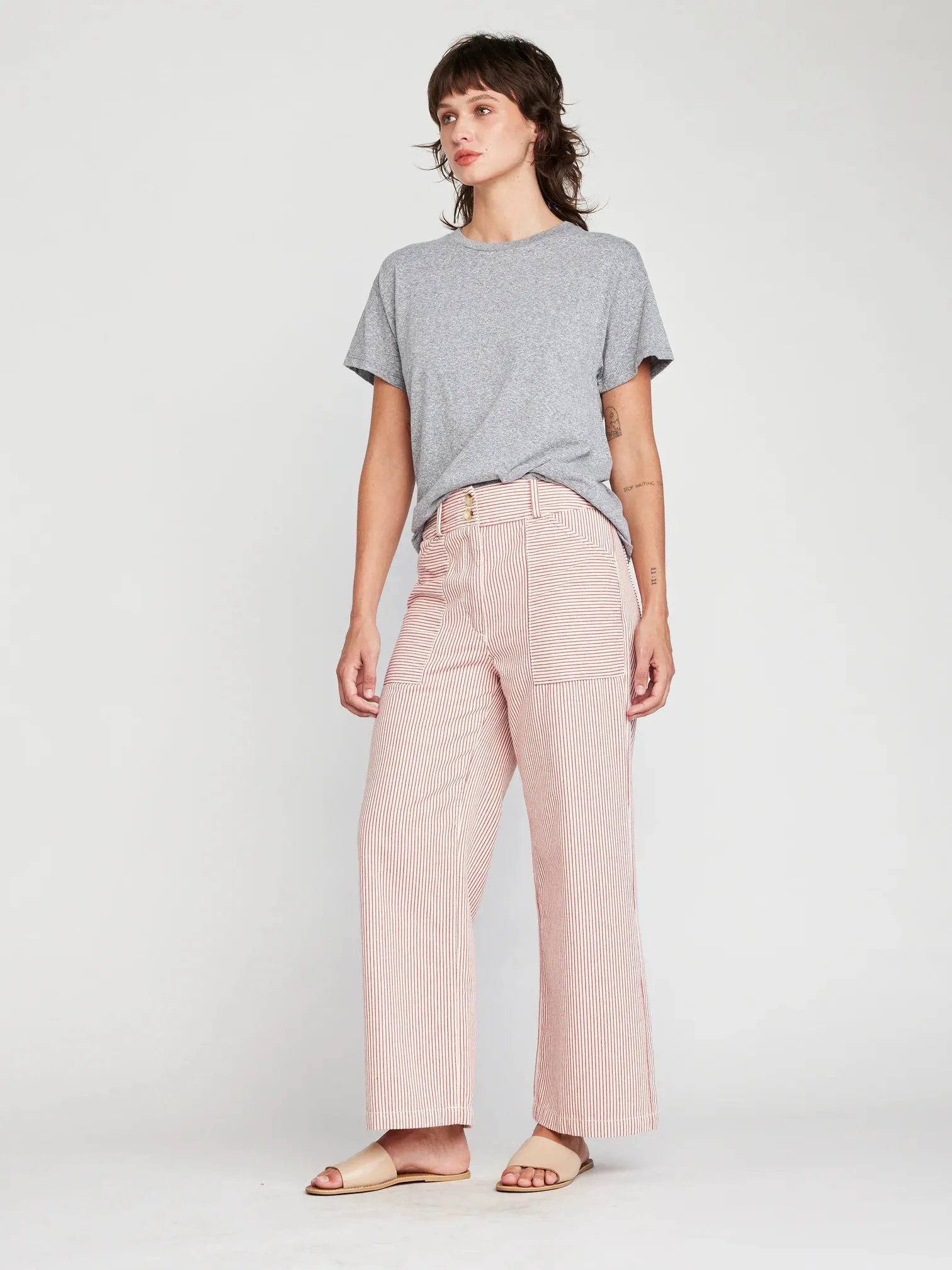 Aria Hi-Waist Pants Red Stripes