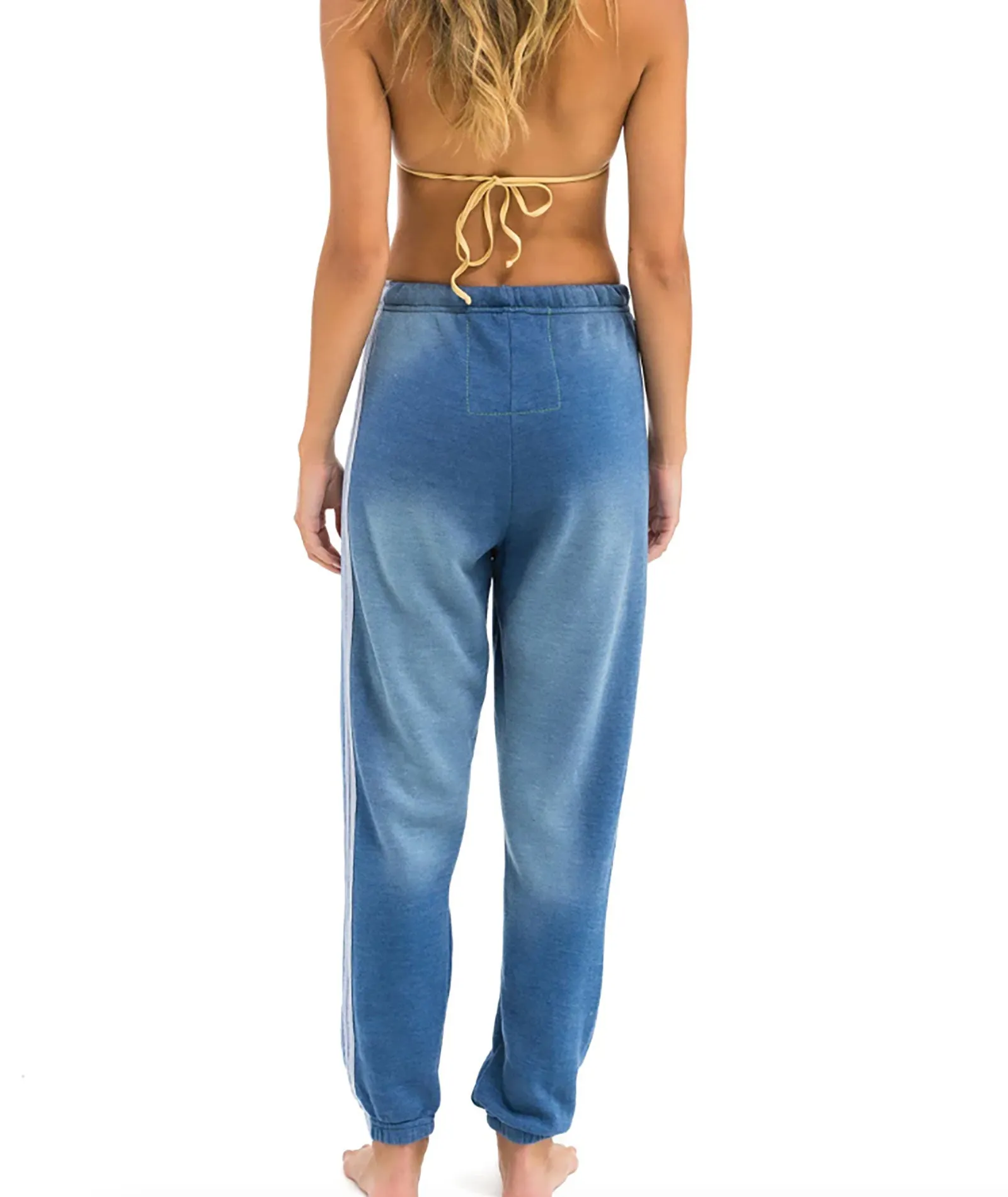 Aviator Nation Women 5 Stripe Sweatpants Faded Water