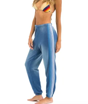 Aviator Nation Women 5 Stripe Sweatpants Faded Water