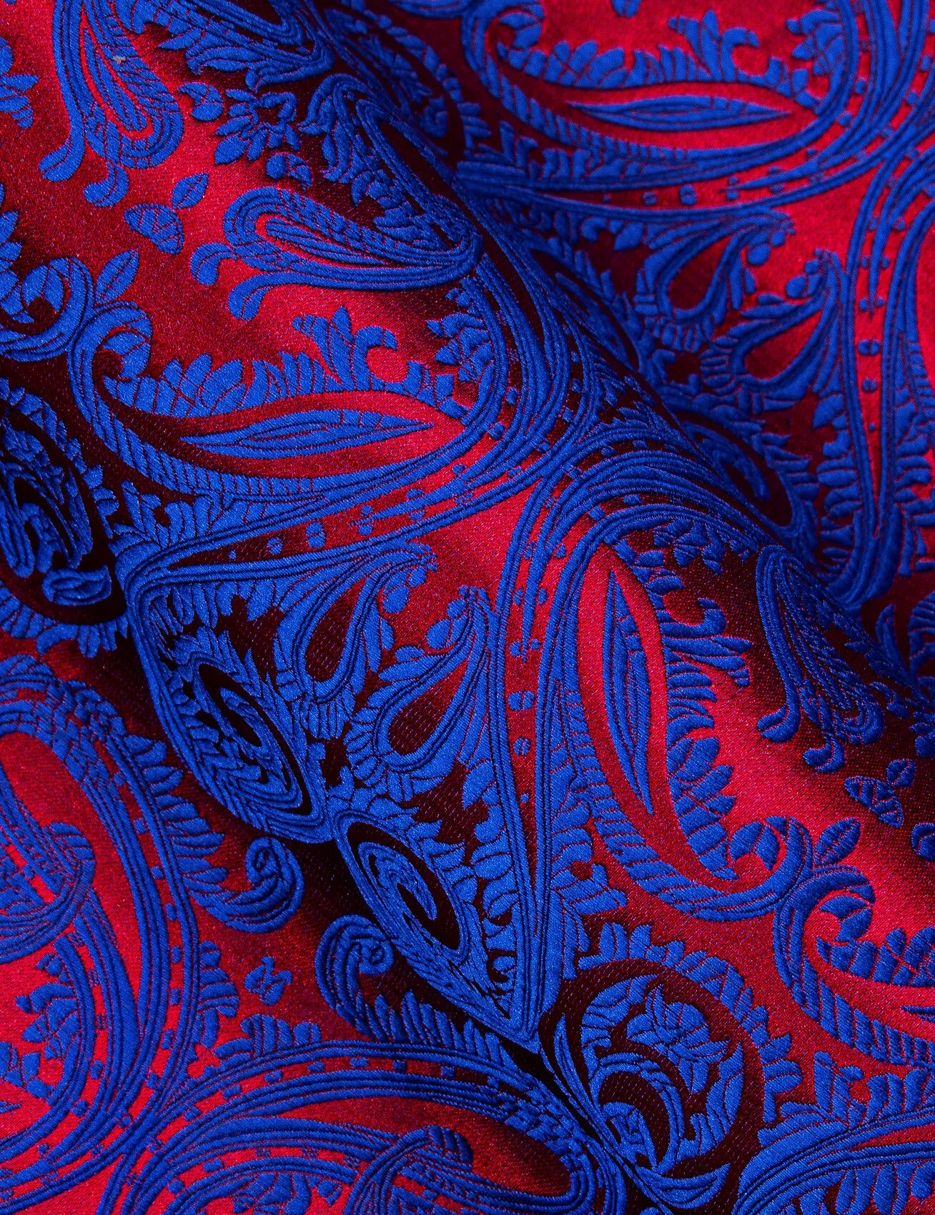 Barry Wang Men's Shirt Blue Red Paisley Silk Long Sleeve Shirt