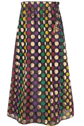 Black Banarasi Lehenga Skirt with Multi Color Spiral Embroidery