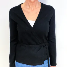 Black Wrap Around Cashmere V-Neck Cardigan Medium