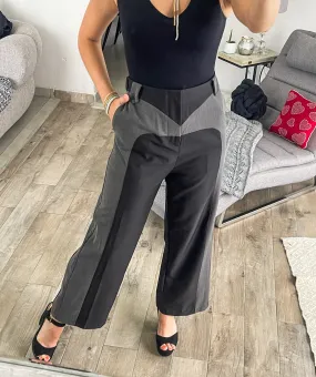 BLACK/GRAY CONTRAST PANTS
