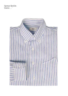 Blue Stripe Linen Button-down Shirt