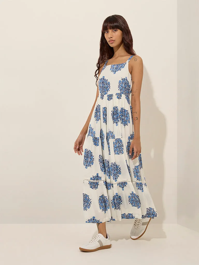 Bombay Paisley Off-White Floral Tiered Dress with Jacket
