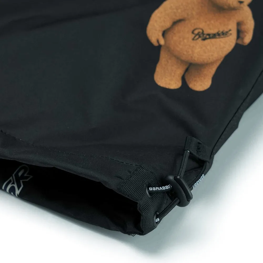 CARGO POCKET WIDE BIB PANTS 3D BEAR RABBIT BLACK