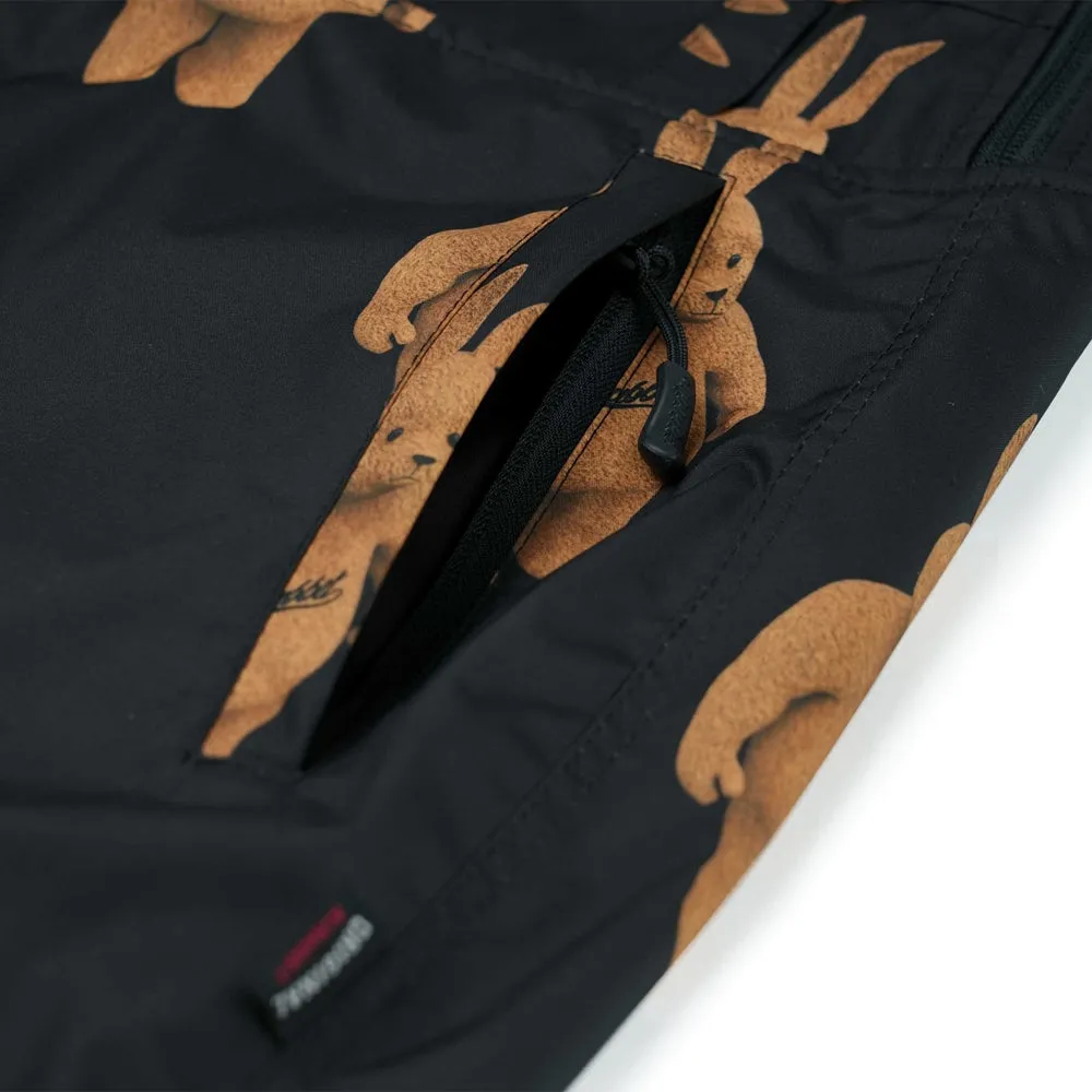 CARGO POCKET WIDE BIB PANTS 3D BEAR RABBIT BLACK