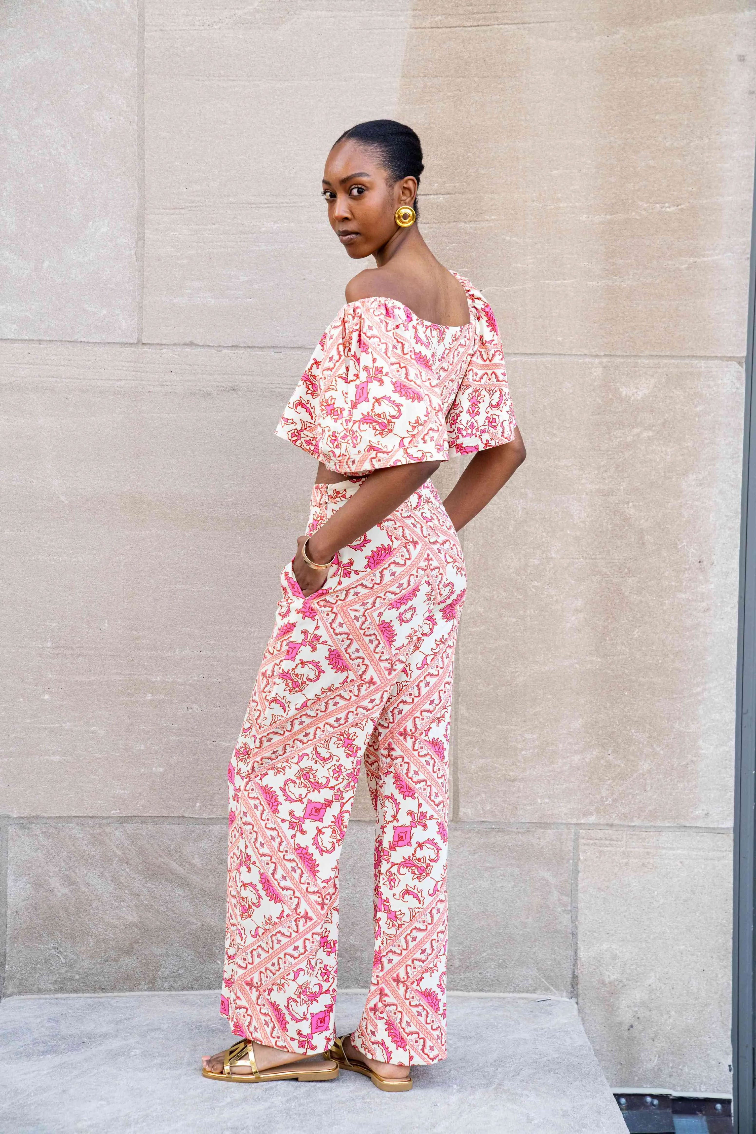 Carpet Print Crepe Silk Pants
