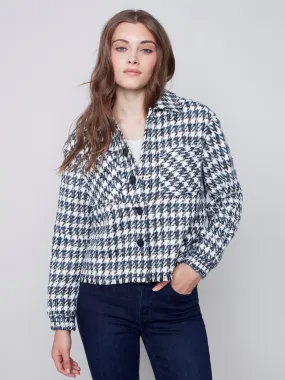 Charlie B Houndstooth Tweed Cropped Jacket