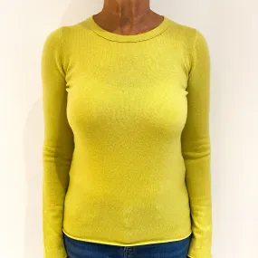 Chartreuse Yellow Cashmere Crew Neck Jumper Medium