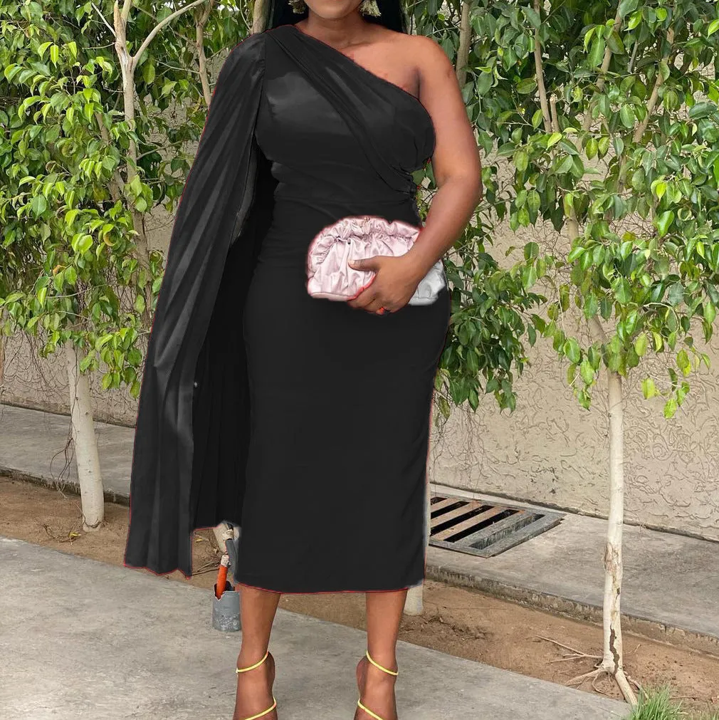 Chic Monochrome Off Shoulder Bodycon Dress