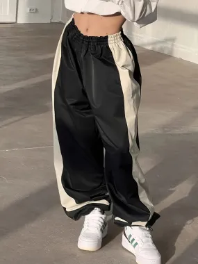 Color Block Wide Baggy Pants