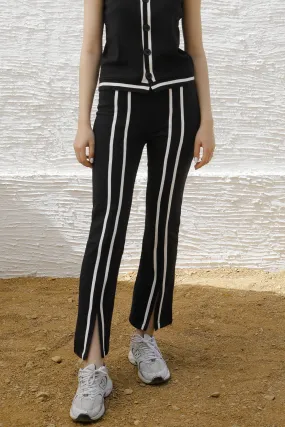 Contrast Pants with Slit