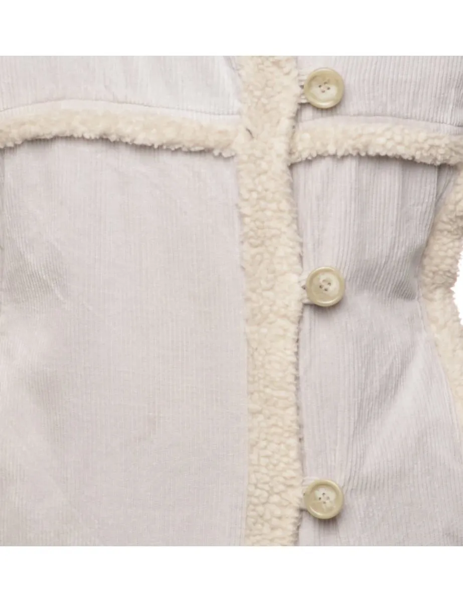 Corduroy Light Grey Faux Shearling Lined Jacket - L