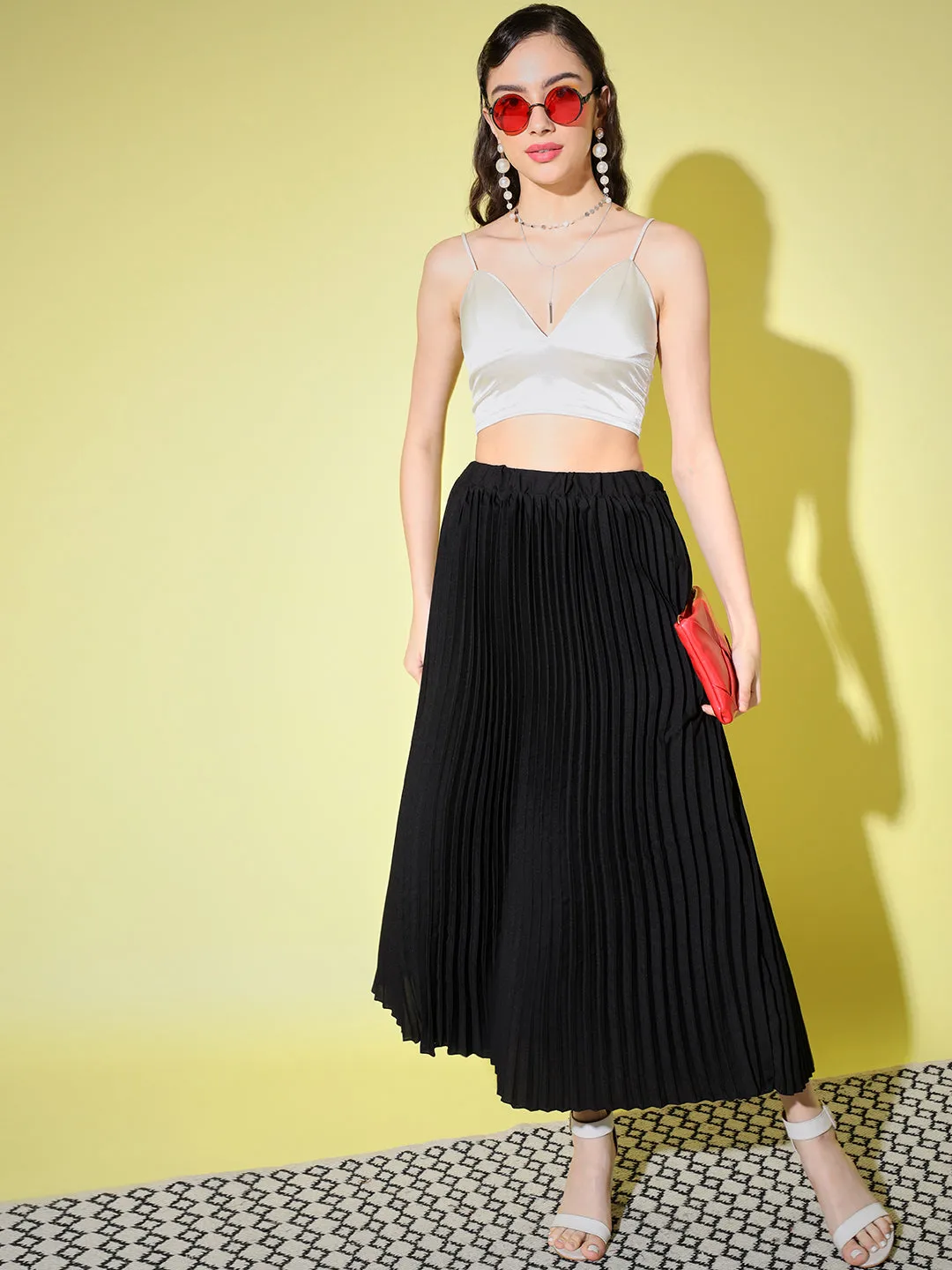 Crepe Pleated Women Skirt-3003-3006