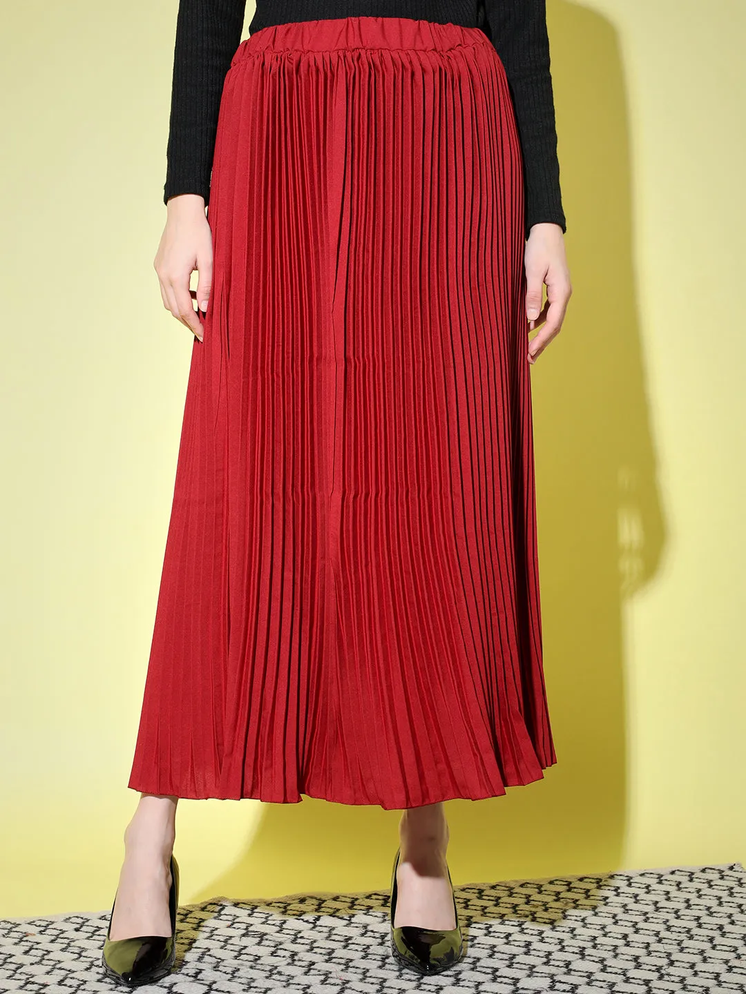 Crepe Pleated Women Skirt-3003-3006