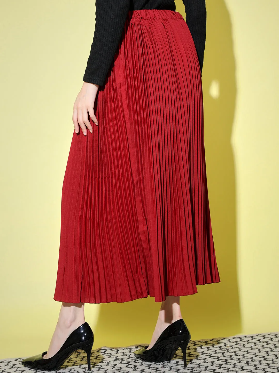 Crepe Pleated Women Skirt-3003-3006