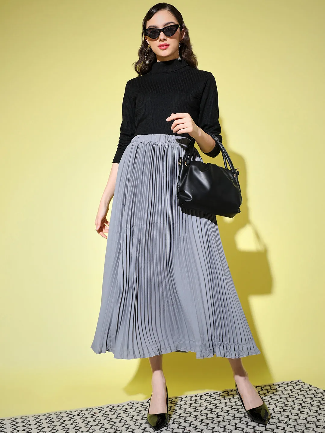 Crepe Pleated Women Skirt-3003-3006