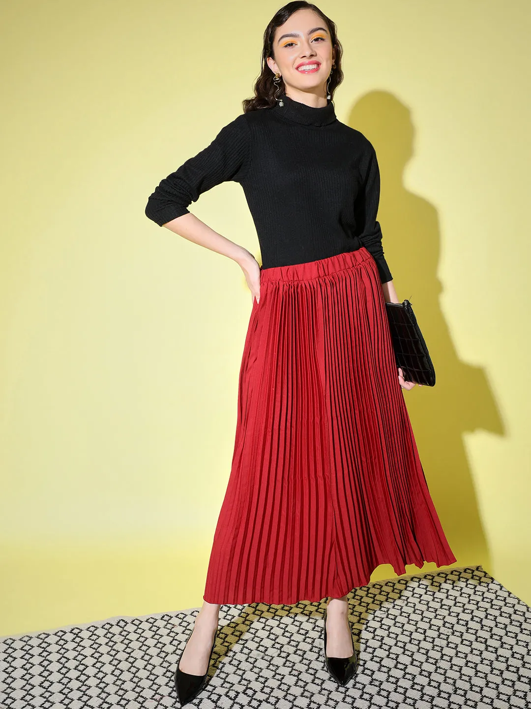 Crepe Pleated Women Skirt-3003-3006