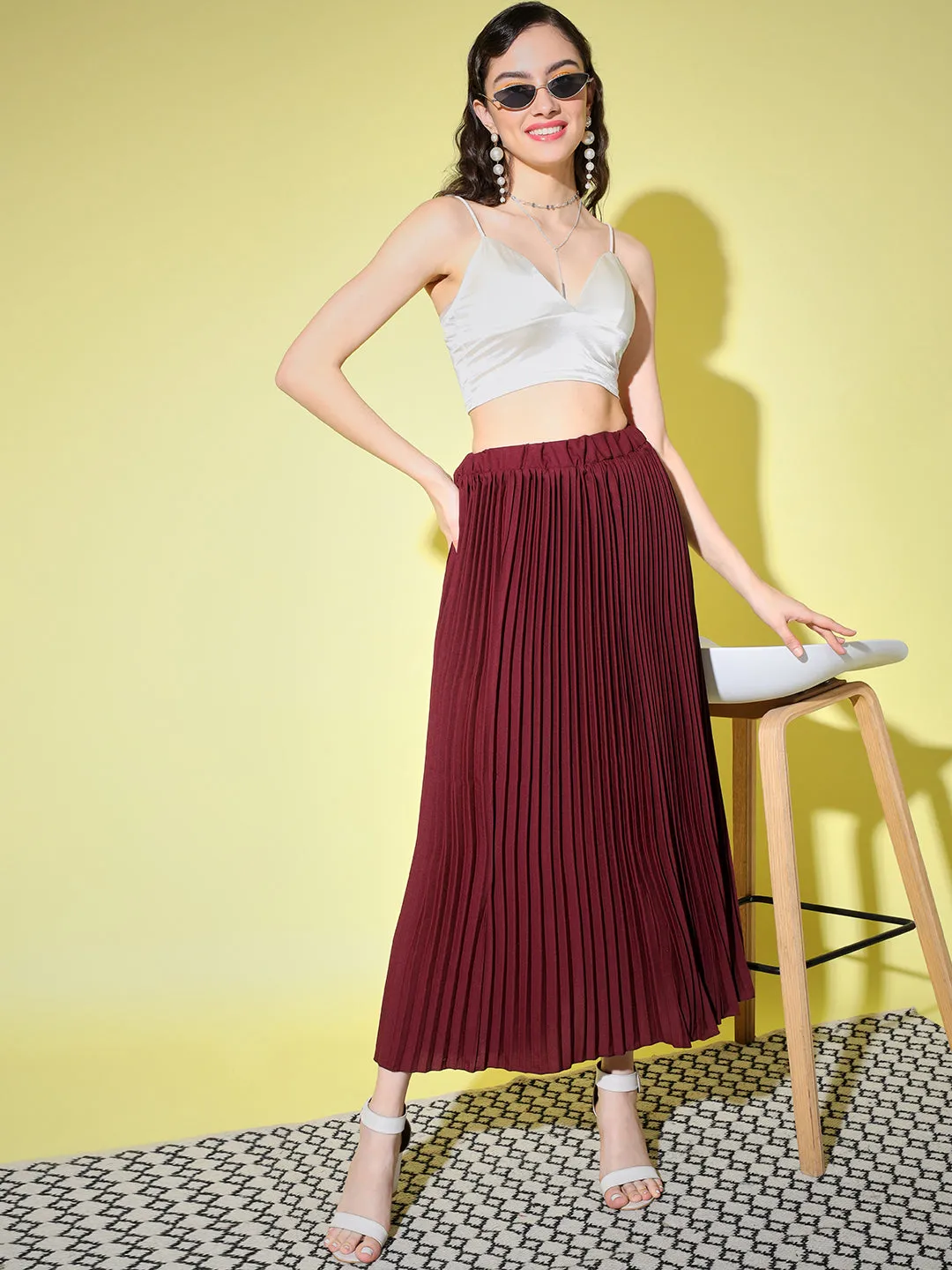 Crepe Pleated Women Skirt-3003-3006