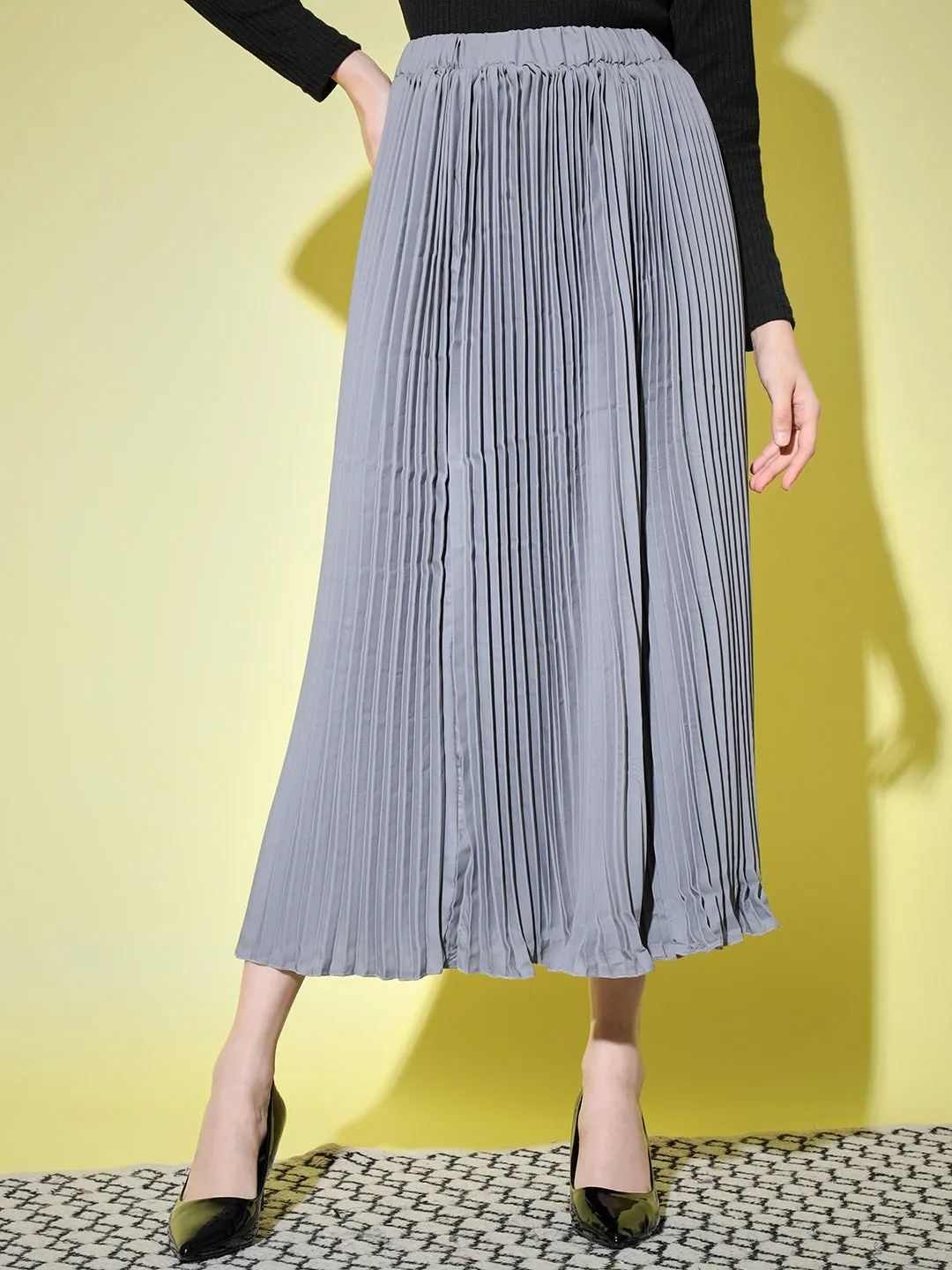 Crepe Pleated Women Skirt-3003-3006