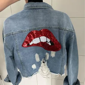 Cropped Denim Lip Jacket