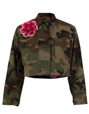 Cropped Embellished Military Jacket