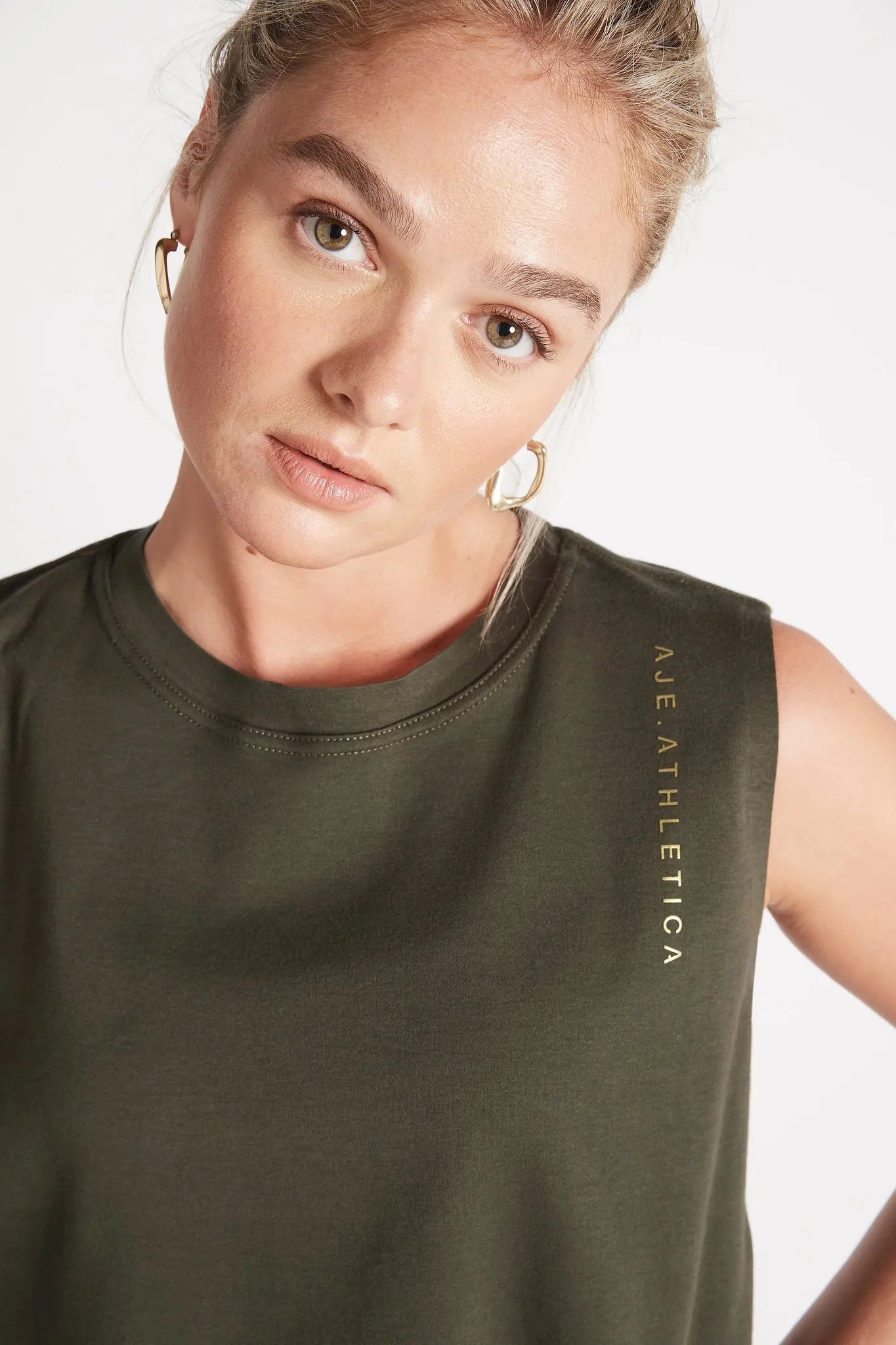 Cropped Embossed Signature Logo Tank 112