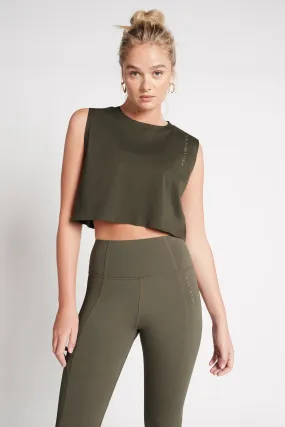 Cropped Embossed Signature Logo Tank 112