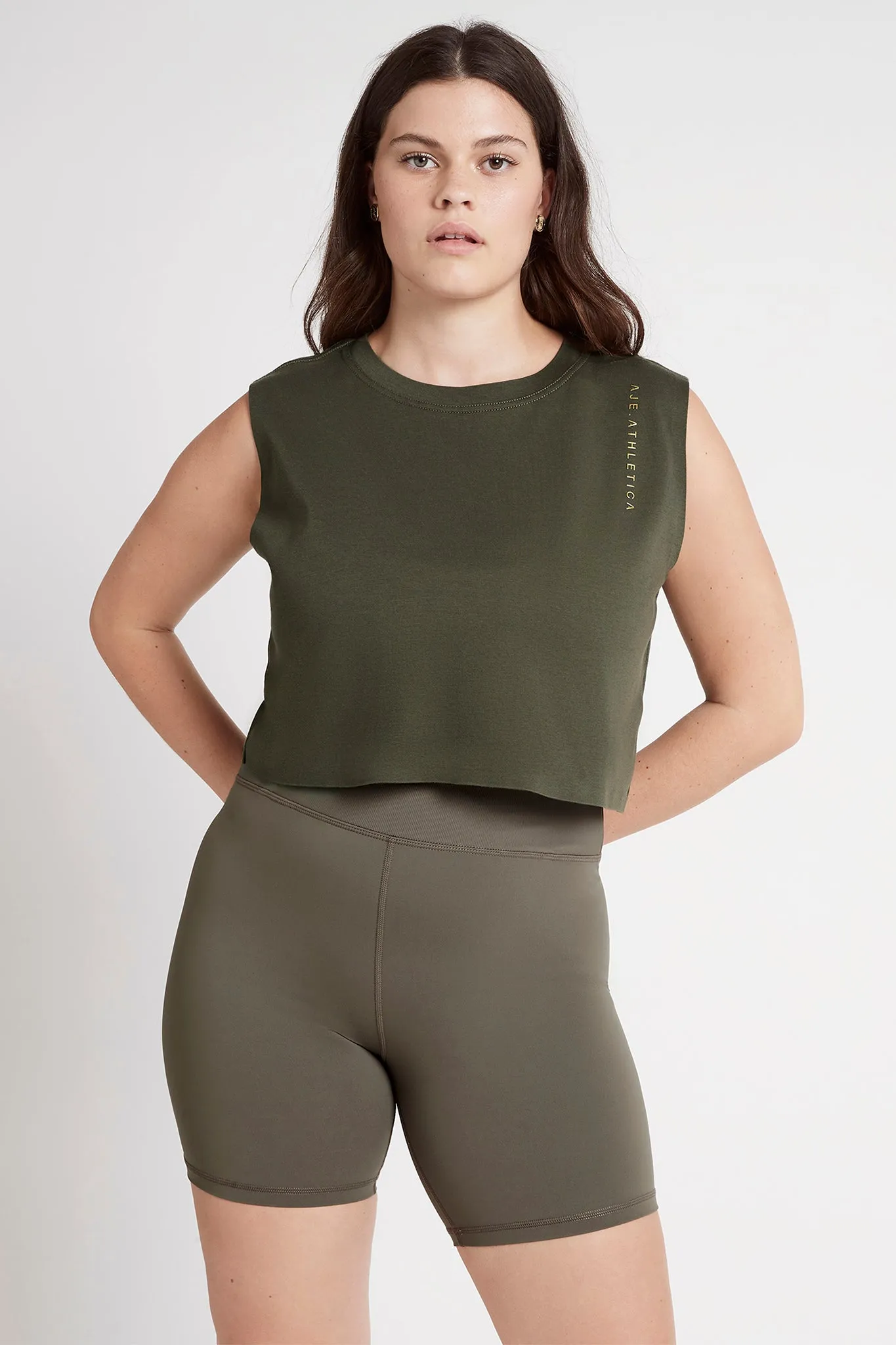 Cropped Embossed Signature Logo Tank 112