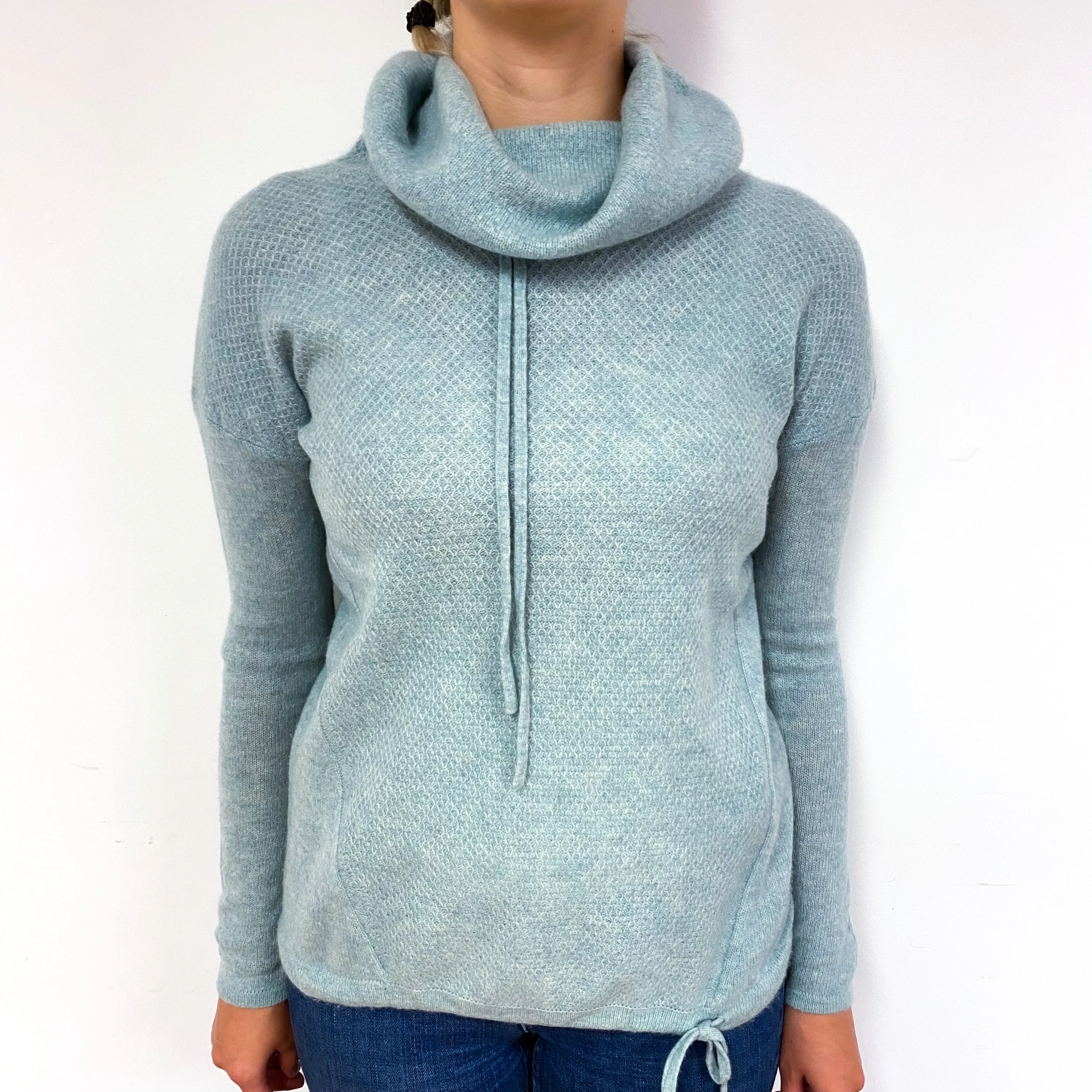 Duck Egg Green Cashmere Cowl Neck Jumper Small