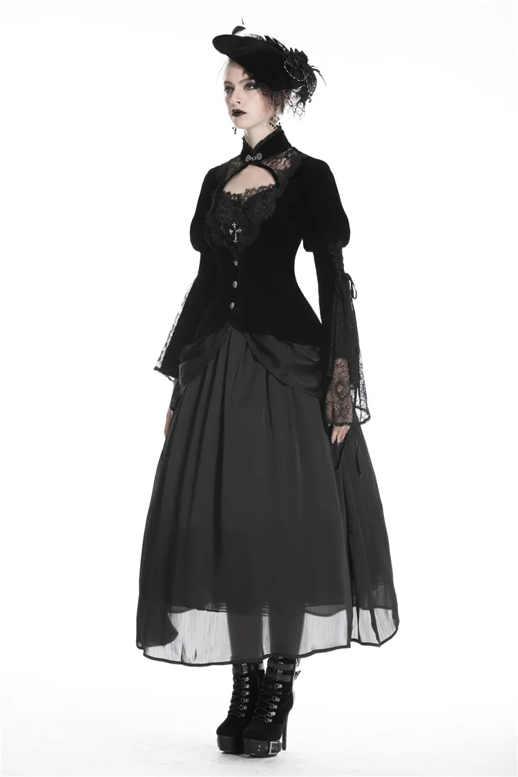 Elegant gothic velvet and lace jacket JW189