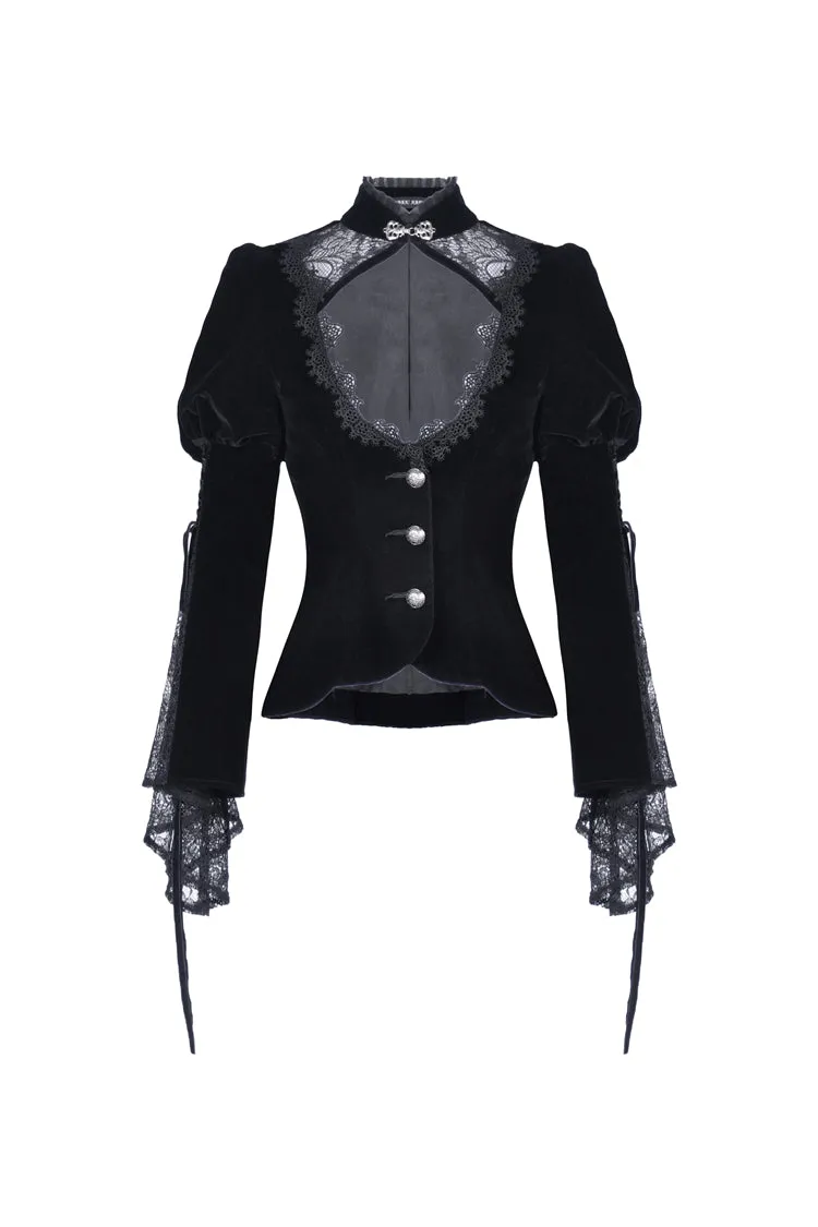 Elegant gothic velvet and lace jacket JW189