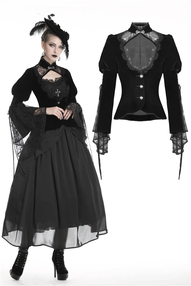 Elegant gothic velvet and lace jacket JW189