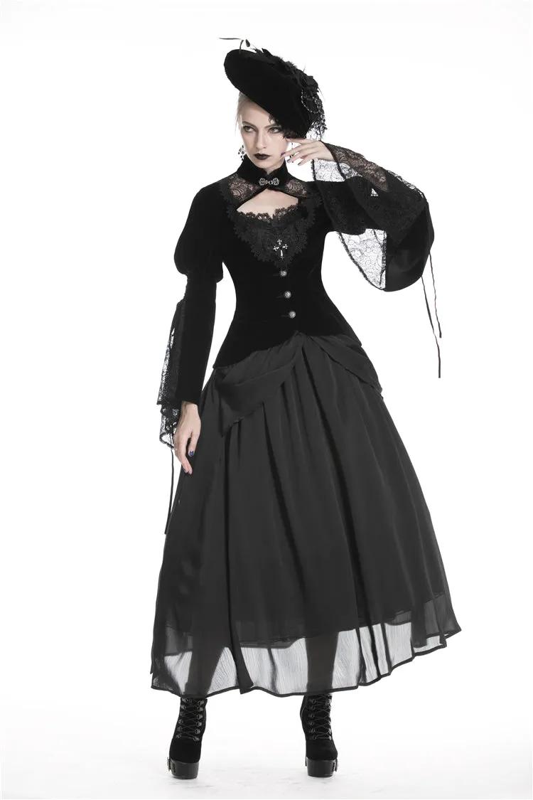 Elegant gothic velvet and lace jacket JW189
