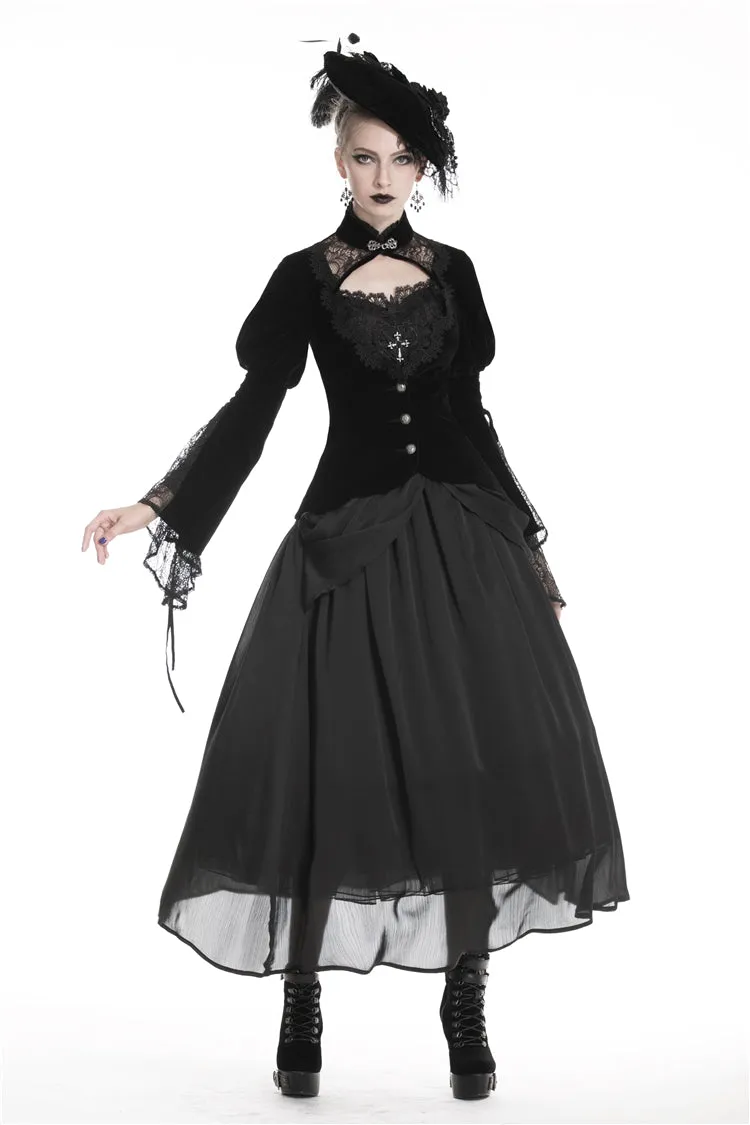 Elegant gothic velvet and lace jacket JW189