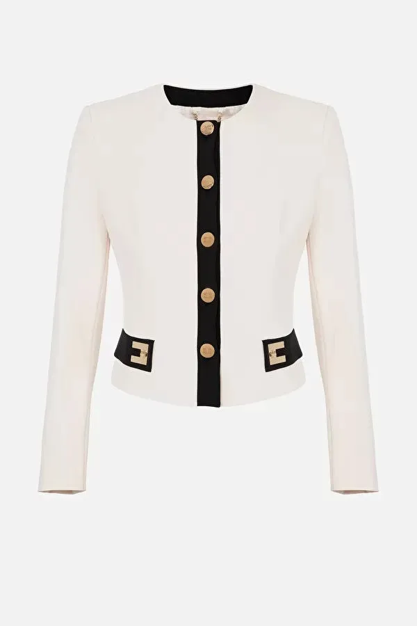 ELS-GI04331E2 CREAM&BLACK BLOUSE