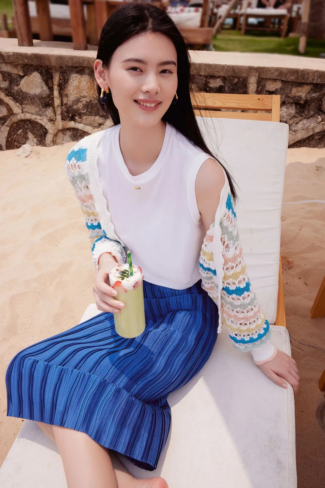 EP YAYING Short Hollow Knit Cardigan