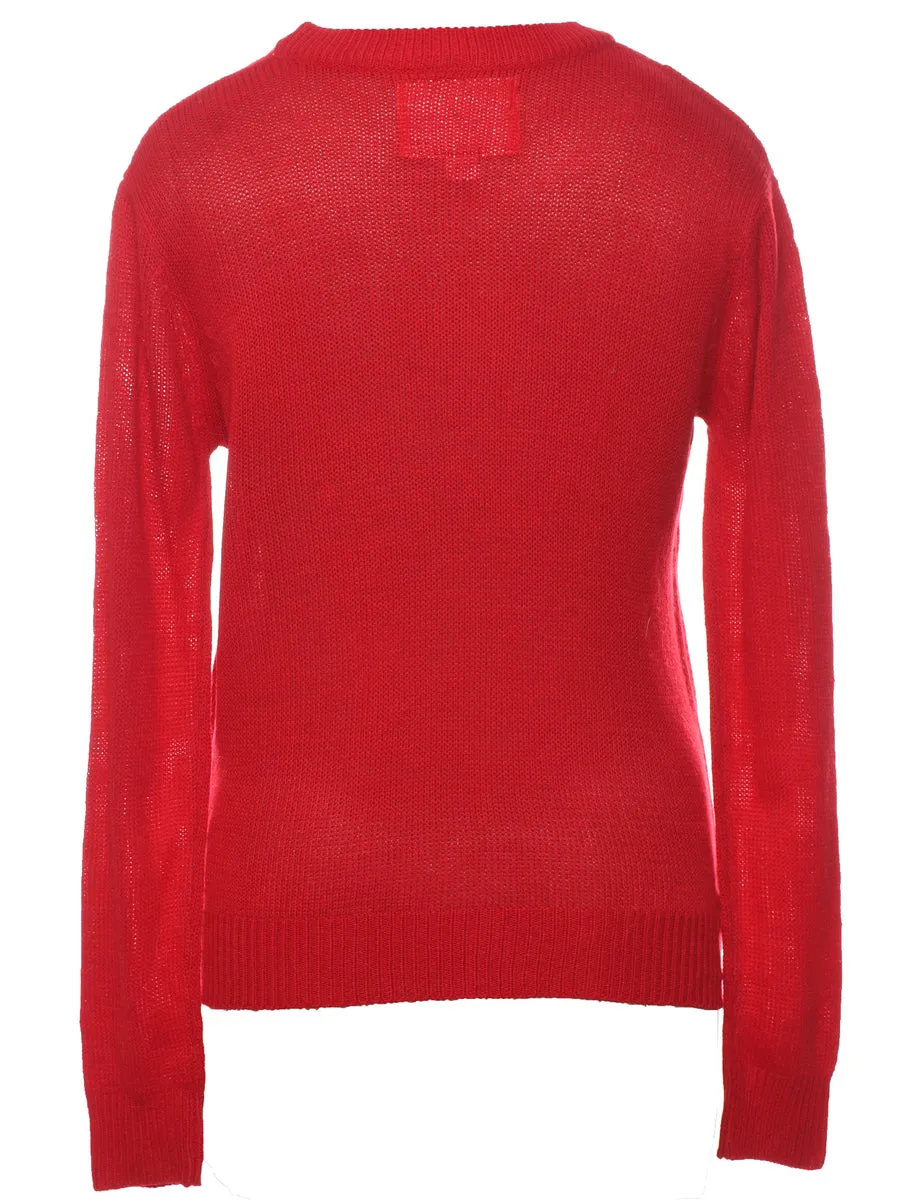 Festive Print Kiss Me Christmas Jumper - M