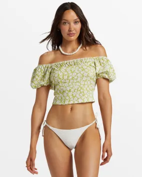 Flirt On Fitted Crop Top - Moss Joy