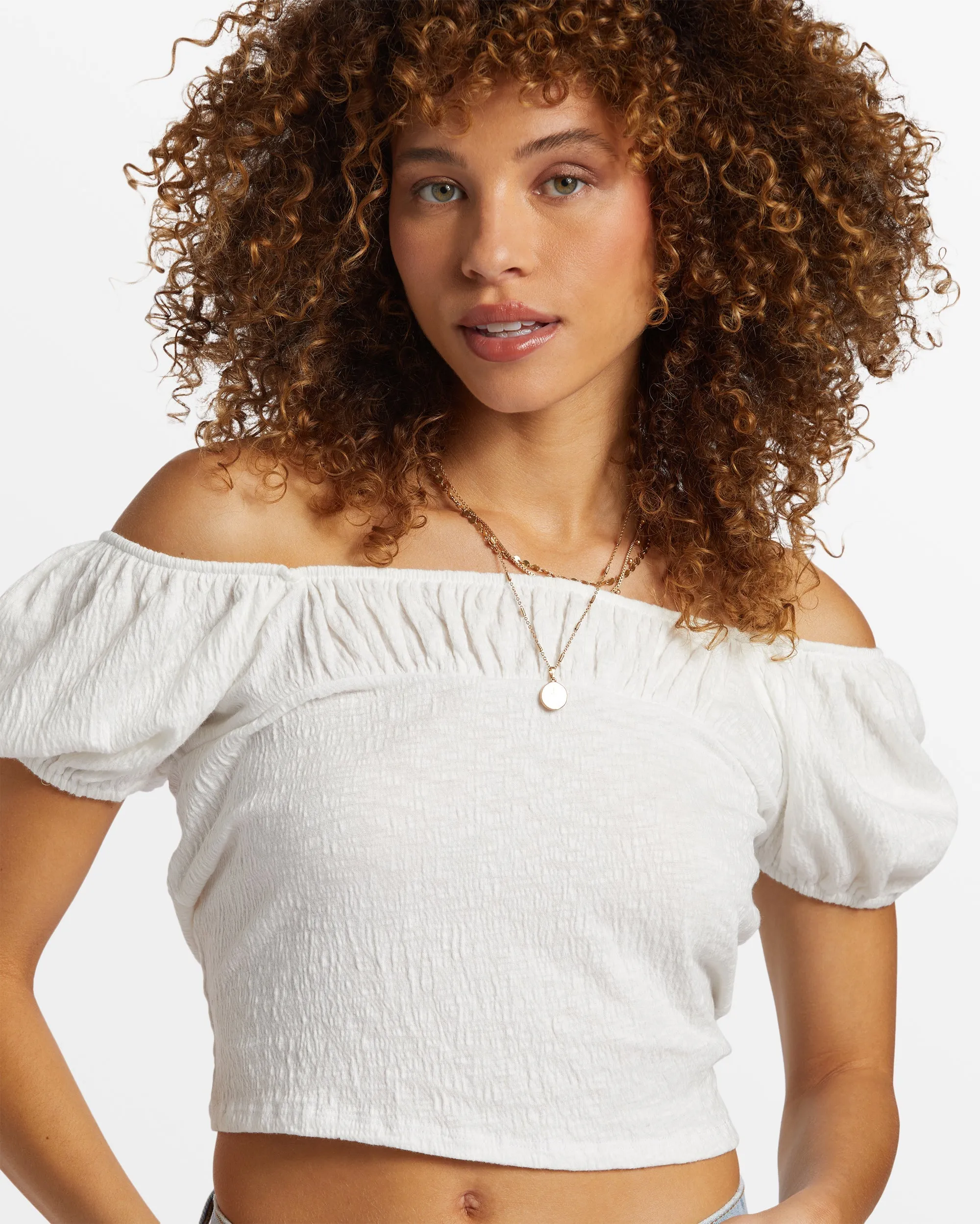 Flirt On Fitted Crop Top - Salt Crystal