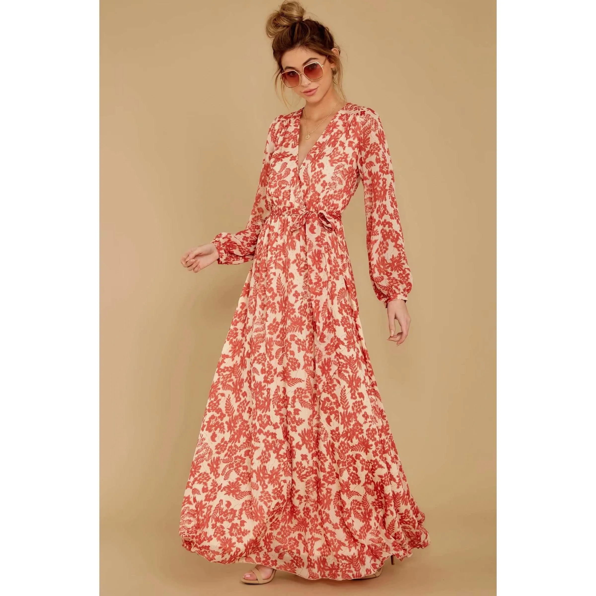 FLORAL WRAP MAXI DRESS